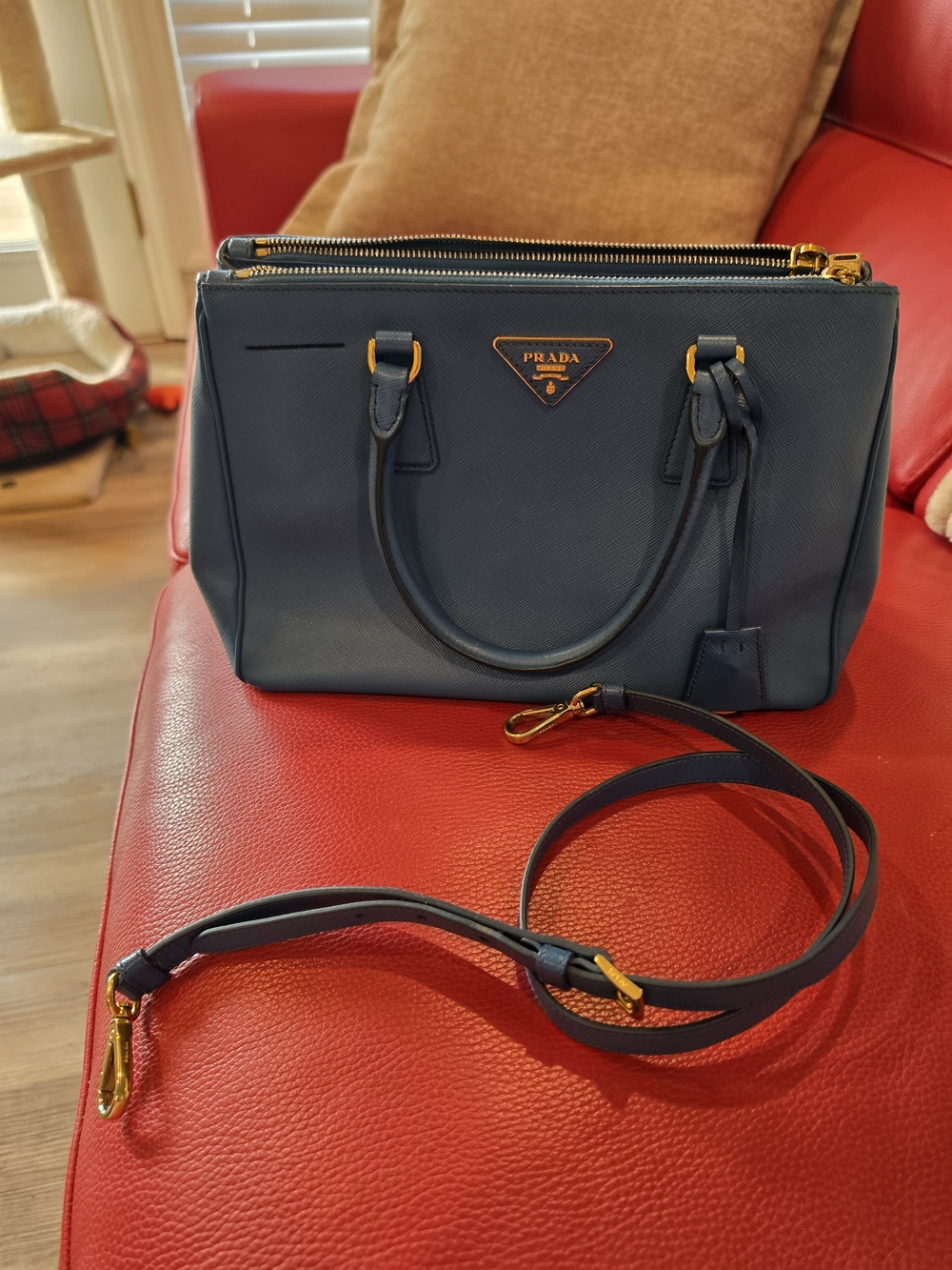 Prada Galleria Medium Leather Satchel Bag with strap and Wallet